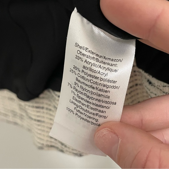 Donna Karan NY Tweed Peplum Blazer Jacket Cream Black Gold Buttons Size 8 - Picture 11 of 13